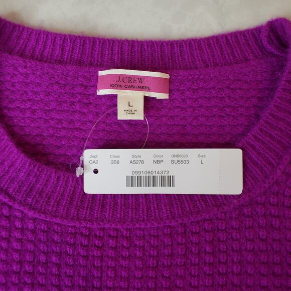 NWT J. CREW Cashmere Waffle Knit Sweater in Colorblock Women's Size Large - Picture 2 of 10
